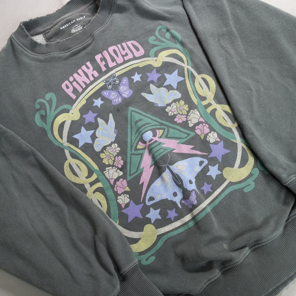 AE Pink Floyd Psychedelic Graphic Crewneck Unisex Sweatshirt Gray Size S